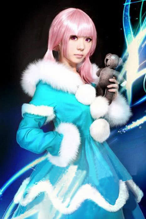 LOL Frost Flames Anne Cosplay Costumes Bright Blue Dress