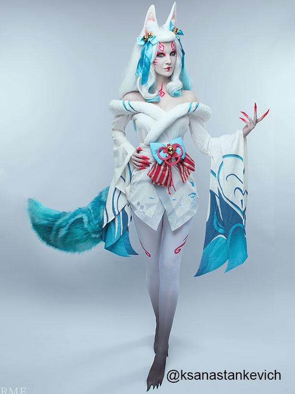 LOL Spirit Blossom White Ahri Cosplay Costume